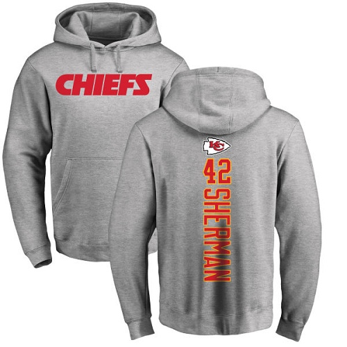 Men Kansas City Chiefs #42 Sherman Anthony Ash Backer Pullover NFL Hoodie Sweatshirts